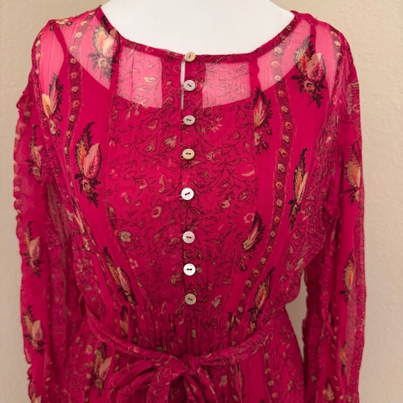 Ritu Kumar Vibrant Red Long Sleeve Dress - Picture 4 of 13